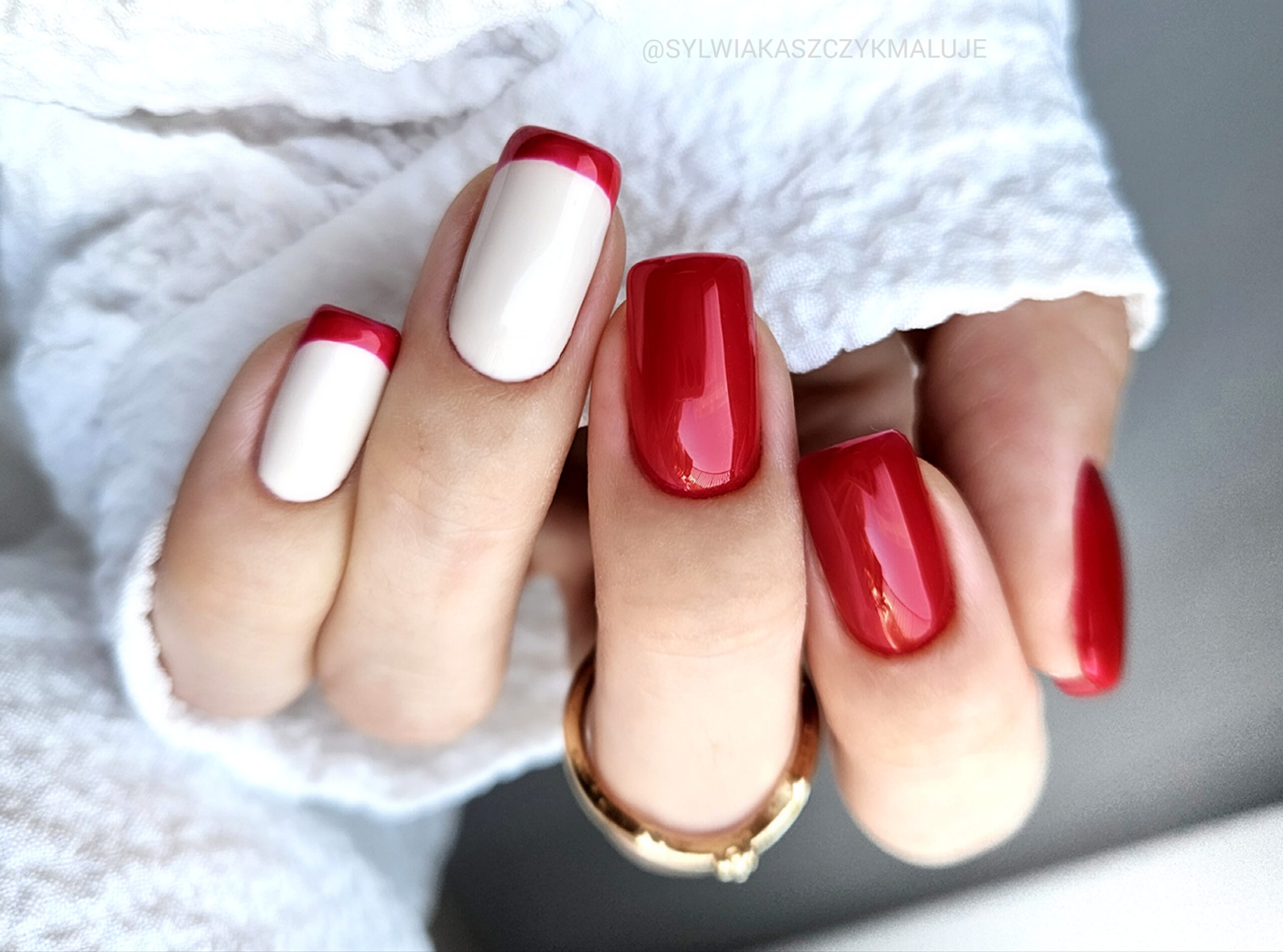 czerwony manicure