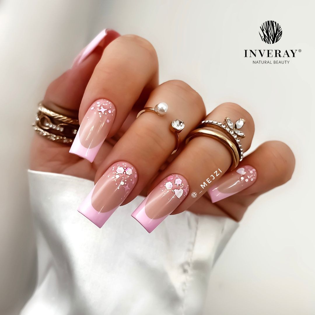 Lakier hybrydowy UV/LED Macaron No 08 – w odcieniu Candy, intensywny róż z drobinkami – główny widok produktu