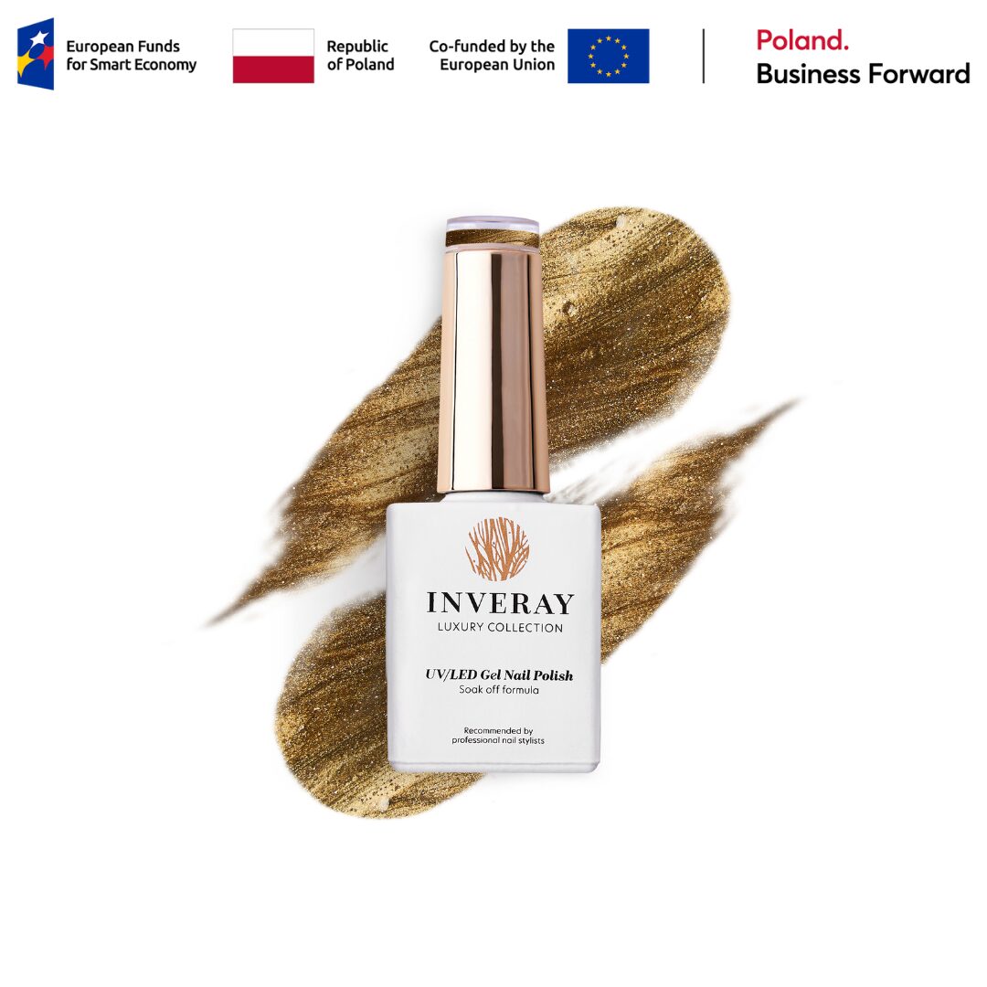 Lakier hybrydowy Inveray · Cat Eye · złoty no. 278 · GOLDEN ECLIPSE